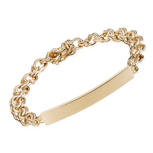 Bismark 8 karat armbånd 4,50 mm, 18½ cm lang og med plade, der måler 4,5 x 30 mm